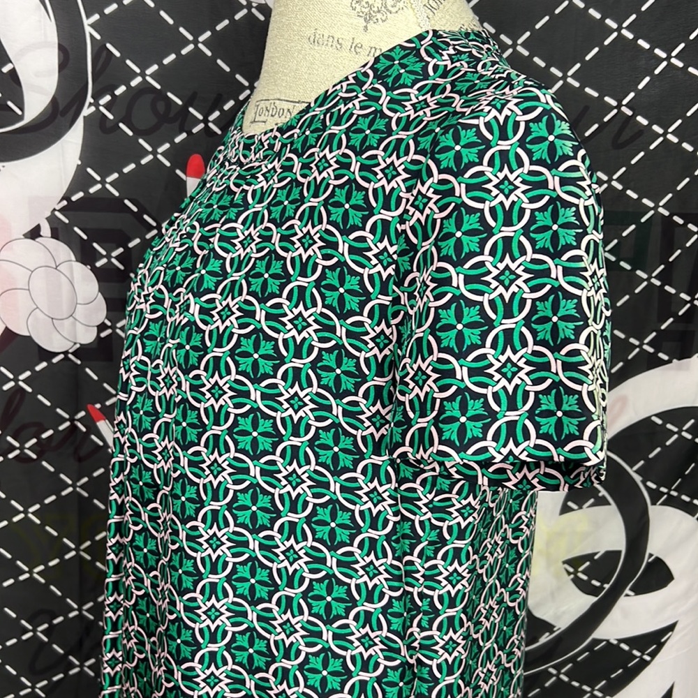 J. Crew Silk Geometric Print Open Back Shift Mini Dress Sz.6 business casual - Picture 5 of 16